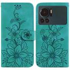 For Infinix Note 12 VIP Lily Embossed Leather Phone Case(Green) - 1