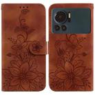 For Infinix Note 12 VIP Lily Embossed Leather Phone Case(Brown) - 1