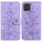 For Infinix Hot 11 2022 Lily Embossed Leather Phone Case(Purple) - 1