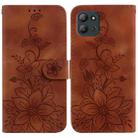 For Infinix Hot 11 2022 Lily Embossed Leather Phone Case(Brown) - 1