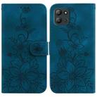 For Infinix Hot 11 2022 Lily Embossed Leather Phone Case(Dark Blue) - 1