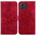 For Infinix Hot 11 2022 Lily Embossed Leather Phone Case(Red) - 1