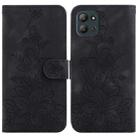 For Infinix Hot 11 2022 Lily Embossed Leather Phone Case(Black) - 1