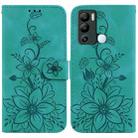 For Infinix Hot 12i Lily Embossed Leather Phone Case(Green) - 1