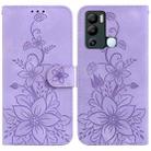 For Infinix Hot 12i Lily Embossed Leather Phone Case(Purple) - 1