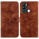 For Infinix Hot 12i Lily Embossed Leather Phone Case(Brown) - 1