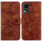 For Infinix Hot 11s NFC / X6812B Lily Embossed Leather Phone Case(Brown) - 1