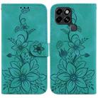 For Infinix Smart 6 Lily Embossed Leather Phone Case(Green) - 1