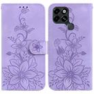 For Infinix Smart 6 Lily Embossed Leather Phone Case(Purple) - 1