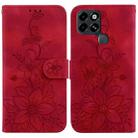 For Infinix Smart 6 Lily Embossed Leather Phone Case(Red) - 1