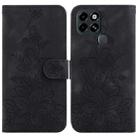 For Infinix Smart 6 Lily Embossed Leather Phone Case(Black) - 1