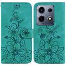 For Infinix Note 30 VIP Lily Embossed Leather Phone Case(Green) - 1