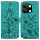 For Infinix Smart 7 HD Lily Embossed Leather Phone Case(Green) - 1