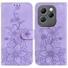 For Infinix Hot 40 / Hot 40 Pro Lily Embossed Leather Phone Case(Purple) - 1