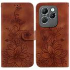 For Infinix Hot 40 / Hot 40 Pro Lily Embossed Leather Phone Case(Brown) - 1