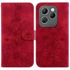 For Infinix Hot 40 / Hot 40 Pro Lily Embossed Leather Phone Case(Red) - 1