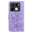 For Infinix Note 40 Pro+ 5G Lily Embossed Leather Phone Case(Purple) - 3