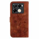 For Infinix Note 40 Pro+ 5G Lily Embossed Leather Phone Case(Brown) - 3