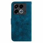 For Infinix Note 40 4G Lily Embossed Leather Phone Case(Dark Blue) - 3