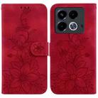 For Infinix Note 40 4G Lily Embossed Leather Phone Case(Red) - 1