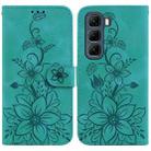 For Infinix Hot 50 4G Lily Embossed Leather Phone Case(Green) - 1