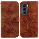 For Infinix Hot 50 4G Lily Embossed Leather Phone Case(Brown) - 1