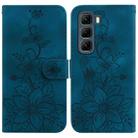 For Infinix Hot 50 4G Lily Embossed Leather Phone Case(Dark Blue) - 1