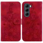 For Infinix Hot 50 4G Lily Embossed Leather Phone Case(Red) - 1