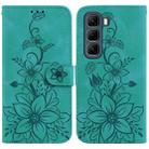 For Infinix Hot 50 5G Lily Embossed Leather Phone Case(Green) - 1