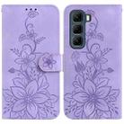 For Infinix Hot 50 5G Lily Embossed Leather Phone Case(Purple) - 1