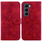 For Infinix Hot 50 5G Lily Embossed Leather Phone Case(Red) - 1