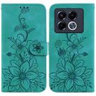 For Infinix Note 40 5G Lily Embossed Leather Phone Case(Green) - 1