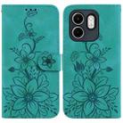 For Infinix Hot 50i / Smart 9 Lily Embossed Leather Phone Case(Green) - 1