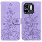 For Infinix Hot 50i / Smart 9 Lily Embossed Leather Phone Case(Purple) - 1