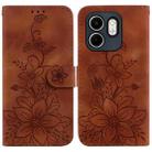 For Infinix Hot 50i / Smart 9 Lily Embossed Leather Phone Case(Brown) - 1