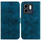 For Infinix Hot 50i / Smart 9 Lily Embossed Leather Phone Case(Dark Blue) - 1