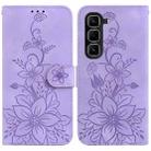 For Infinix Hot 50 Pro+ 4G Lily Embossed Leather Phone Case(Purple) - 1