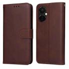 For OnePlus Nord CE3 Classic Calf Texture Flip Leather Phone Case(Brown) - 1