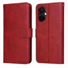 For OnePlus Nord CE3 Classic Calf Texture Flip Leather Phone Case(Red) - 1