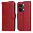 For OnePlus Nord 3 / Ace 2V Classic Calf Texture Flip Leather Phone Case(Red) - 1
