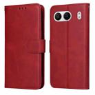 For OnePlus Nord 4 Classic Calf Texture Flip Leather Phone Case(Red) - 1