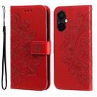 For OnePlus Nord CE3 Seven-petal Flowers Embossing Leather Phone Case(Red) - 1