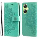 For OnePlus Nord CE 3 Lite/Nord N30 7-petal Flowers Embossing Leather Phone Case(Green) - 1