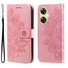 For OnePlus Nord CE 3 Lite/Nord N30 7-petal Flowers Embossing Leather Phone Case(Rose Gold) - 1