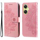 For OnePlus Nord CE 3 Lite/Nord N30 Seven-petal Flowers Embossing Leather Phone Case(Rose Gold) - 1