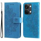 For OnePlus Nord 3/Ace 2V Seven-petal Flowers Embossing Leather Phone Case(Blue) - 1