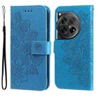 For OnePlus 12 7-petal Flowers Embossing Leather Phone Case(Blue) - 1