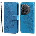 For OnePlus 12 Seven-petal Flowers Embossing Leather Phone Case(Blue) - 1