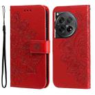 For OnePlus 12 Seven-petal Flowers Embossing Leather Phone Case(Red) - 1