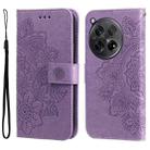 For OnePlus 12R Seven-petal Flowers Embossing Leather Phone Case(Light Purple) - 1